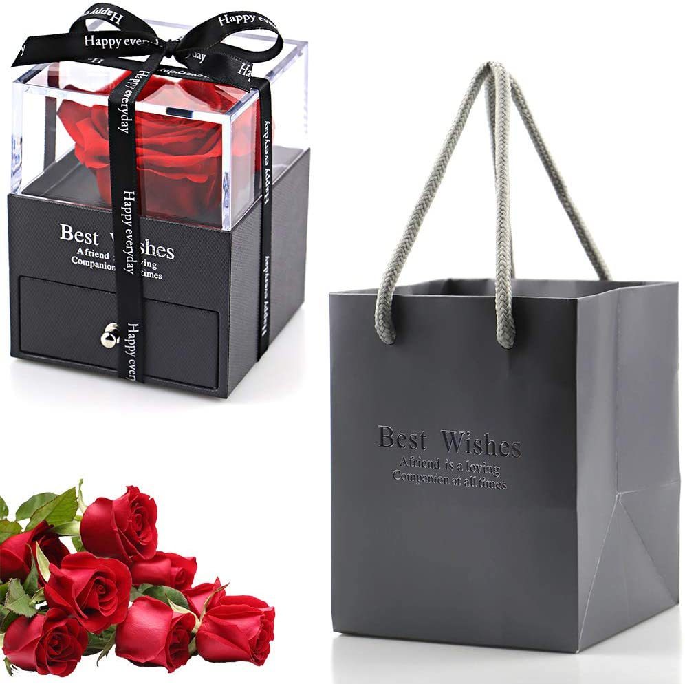 Preserved Flower Rose Jewelry Gift Box