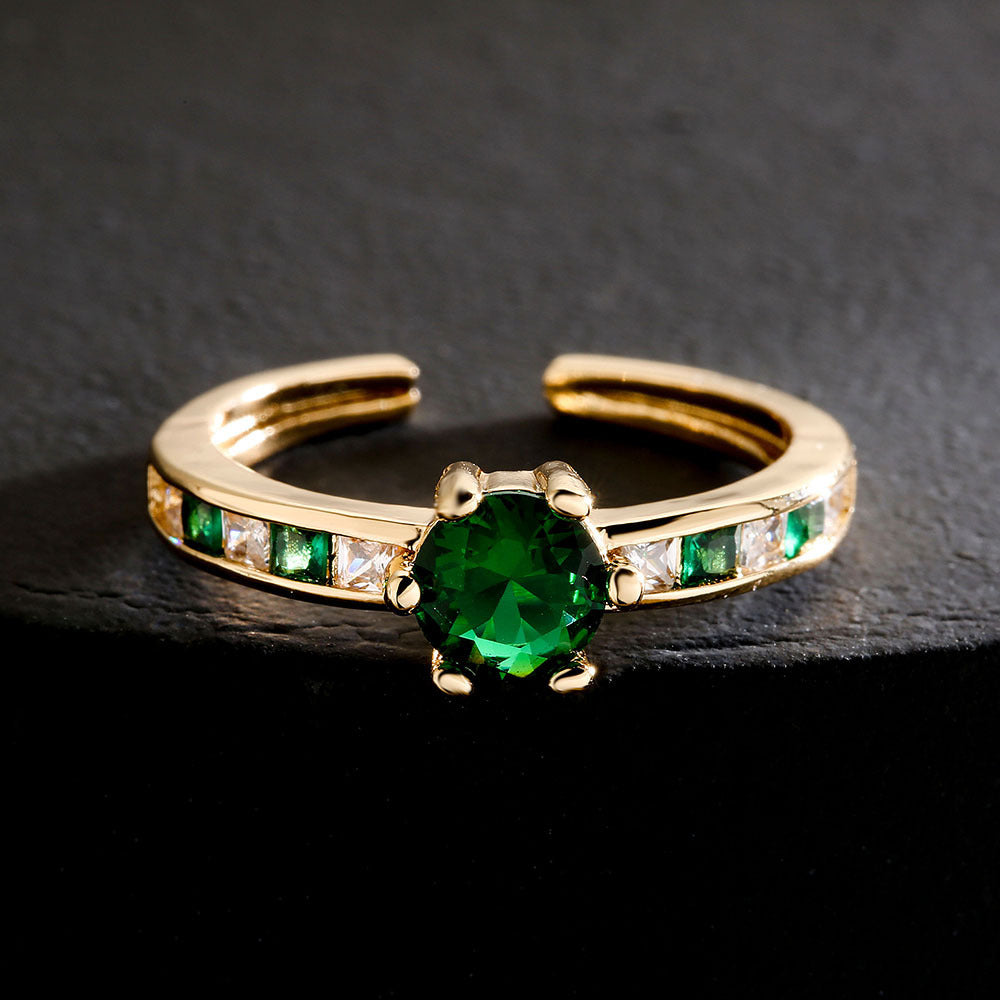 Luxury Retro Green Zircon Ring