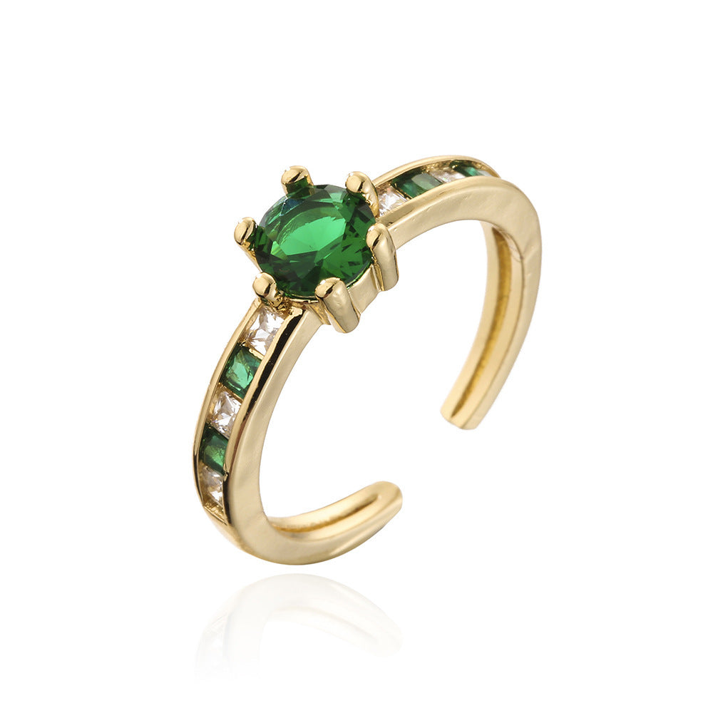 Luxury Retro Green Zircon Ring