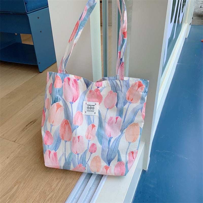 Tote Large Capacity Fashion Floral Canvas Shoulder Bag