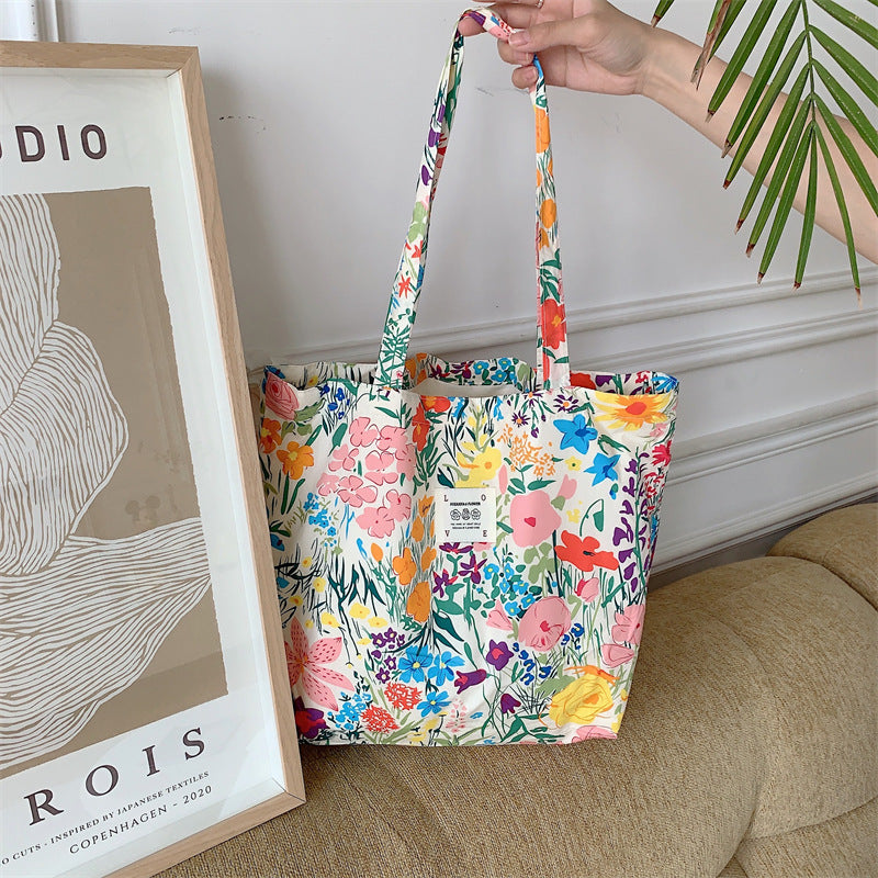 Tote Large Capacity Fashion Floral Canvas Shoulder Bag