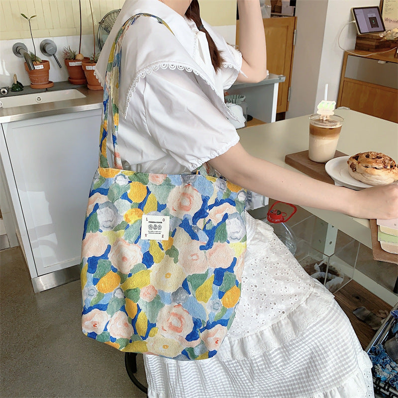 Tote Large Capacity Fashion Floral Canvas Shoulder Bag
