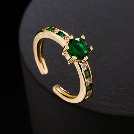 Luxury Retro Green Zircon Ring