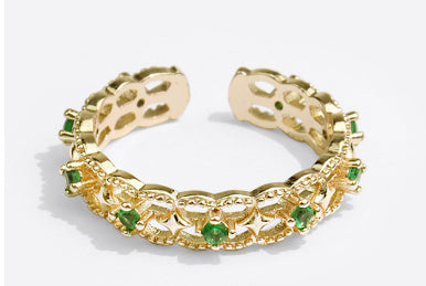 Luxury Retro Green Zircon Ring