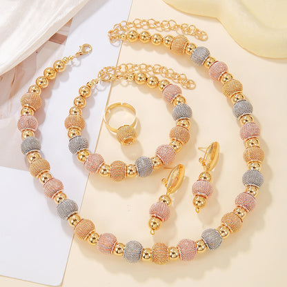 5Pcs Metallic and Gold Beaded Jewelry Set